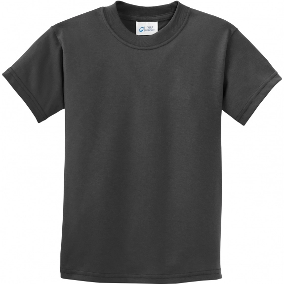 Charcoal Port & Company Essential Logo T-Shirt - Youth