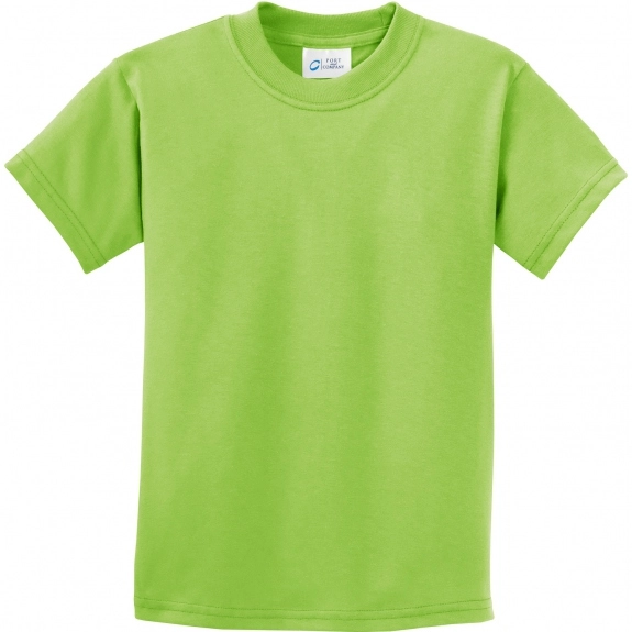 Lime Green Port & Company Essential Logo T-Shirt - Youth