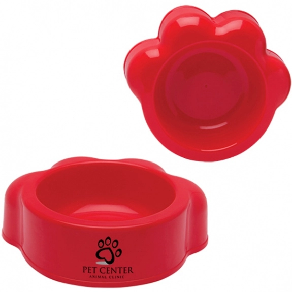 Red Paw Shaped Custom Pet Bowls