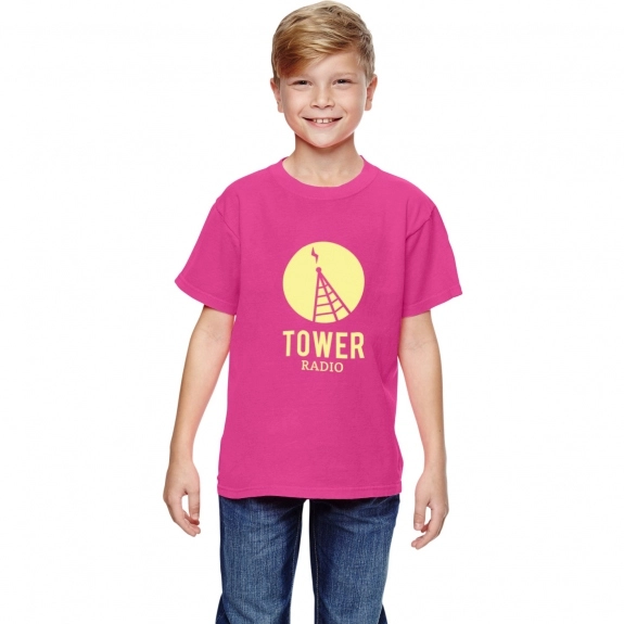 Neon Pink Comfort Colors Garment Dyed Custom T-Shirts - Youth