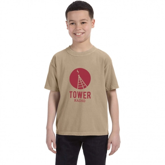 Khaki Comfort Colors Garment Dyed Custom T-Shirts - Youth