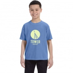 Flo Blue Comfort Colors Garment Dyed Custom T-Shirts - Youth