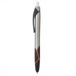Silver Stylus Promotional Pen w/ Color Accent Rubber Grip