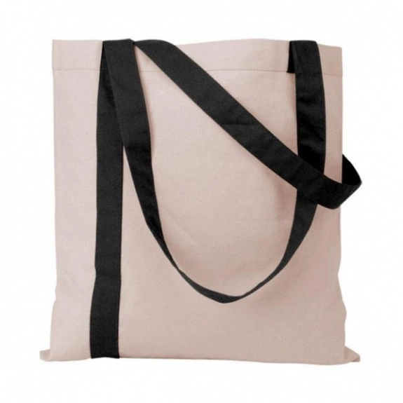 Black Color Stripe Cotton Promotional Tote Bag - 15"w x 15.5"h