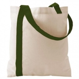 Forest Green Color Stripe Cotton Promotional Tote Bag - 15"w x 15.5"h