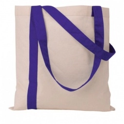 Purple Color Stripe Cotton Promotional Tote Bag - 15"w x 15.5"h