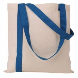 Royal Blue Color Stripe Cotton Promotional Tote Bag - 15"w x 15.5"h