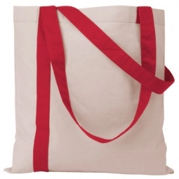 Red Color Stripe Cotton Promotional Tote Bag - 15"w x 15.5"h