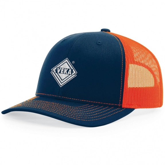 Navy/Orange Richardson Trucker Snapback Custom Hat
