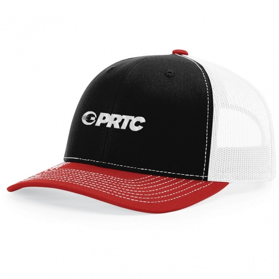 Black/Red/White Richardson Trucker Snapback Custom Hat