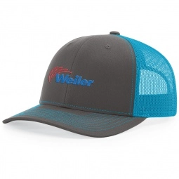 Charcoal/Neon Blue Richardson Trucker Snapback Custom Hat