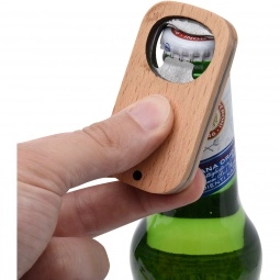 In Use Bamboo Custom Bottle Opener