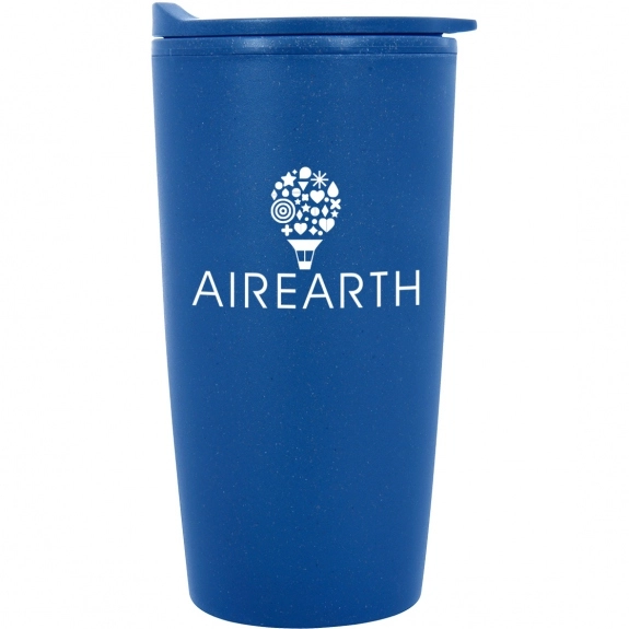 Blue - Colored Wheat Straw Promotional Tumbler w/ Lid - 20 oz.