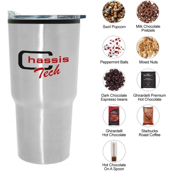 Snack Collage 20 oz. Tapered Stainless Steel Custom Tumbler Gift Set w/ Gou