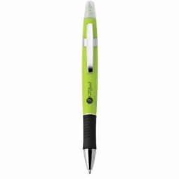 Neon Green Viva Ballpoint Promotional Pen & Highlighter w/ Black Comfort Gr