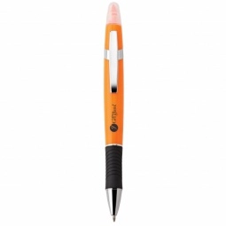 Neon Orange Viva Ballpoint Promotional Pen & Highlighter w/ Black Comfort G