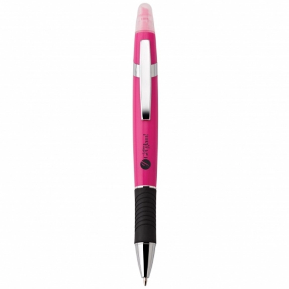 Noen Pink Viva Ballpoint Promotional Pen & Highlighter w/ Black Comfort Gri