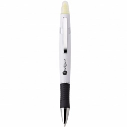 White Viva Ballpoint Promotional Pen & Highlighter w/ Black Comfort Grip