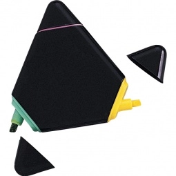 Black Full Color Triangular 3-Color Custom Highlighters 