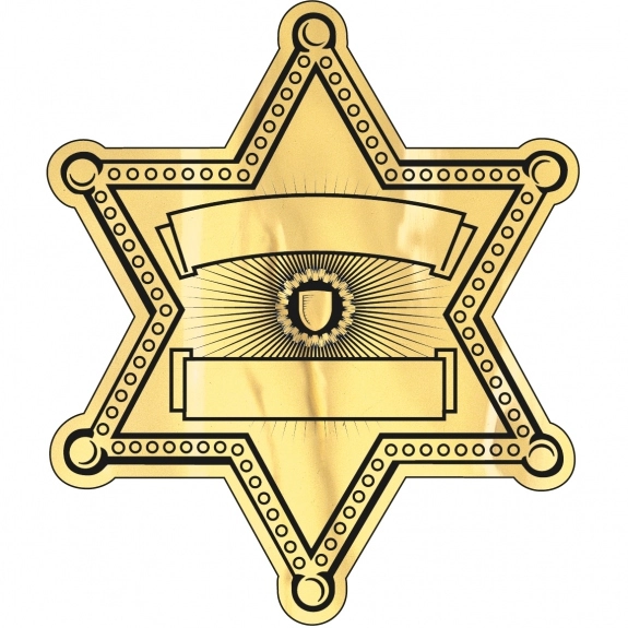 Shiny Gold Sheriff Badge Lapel Sticker Custom Sticker Rolls