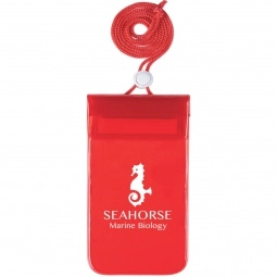 Trans. Red Waterproof Promotional Pouch w/ Neck Cord