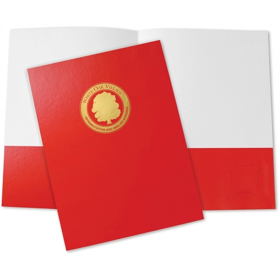 Red Classic Glossy Presentation Custom Folders - 9"w x 12"h