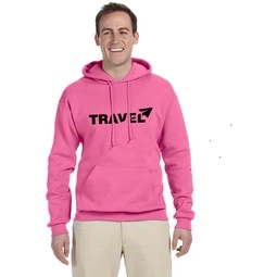 Neon Pink JERZEES NuBlend Fleece Logo Pullover Hooded Sweatshirt - Colors