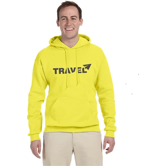 Neon Yellow JERZEES NuBlend Fleece Logo Pullover Hooded Sweatshirt - Colors