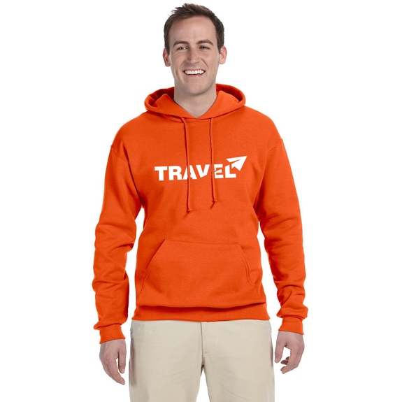 Safety Orange JERZEES NuBlend Fleece Logo Pullover Hooded Sweatshirt - Colo