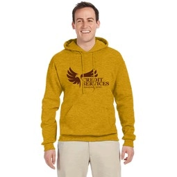 Mustard Heather ERZEES NuBlend Fleece Logo Pullover Hooded Sweatshirt - Col