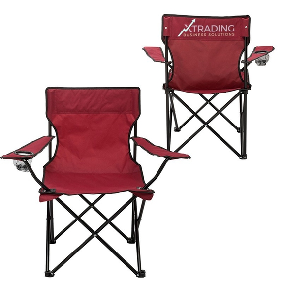 Burgundy Folding Custom Chairs w/ Carrying Case