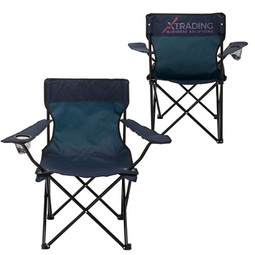 Navy Blue Folding Custom Chairs w/ Carrying Case