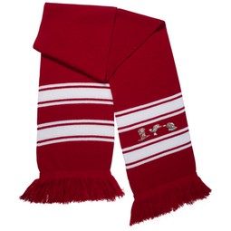 Red / White - Full Color Embroidered Stripe Knit Custom Scarf