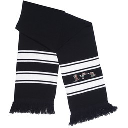 Black / White - Full Color Embroidered Stripe Knit Custom Scarf
