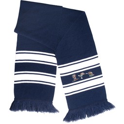 Navy / White - Full Color Embroidered Stripe Knit Custom Scarf