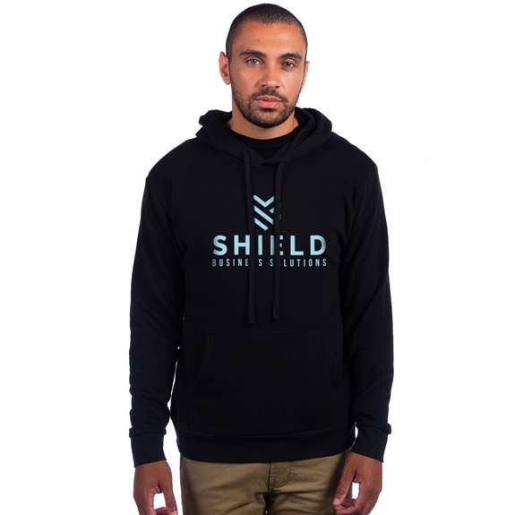 Black Next Level Apparel Sueded French Terry Logo Pullover Sweatshirt