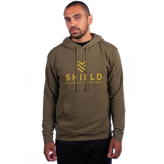 Military Green Next Level Apparel Sueded French Terry Logo Pullover Sweatsh