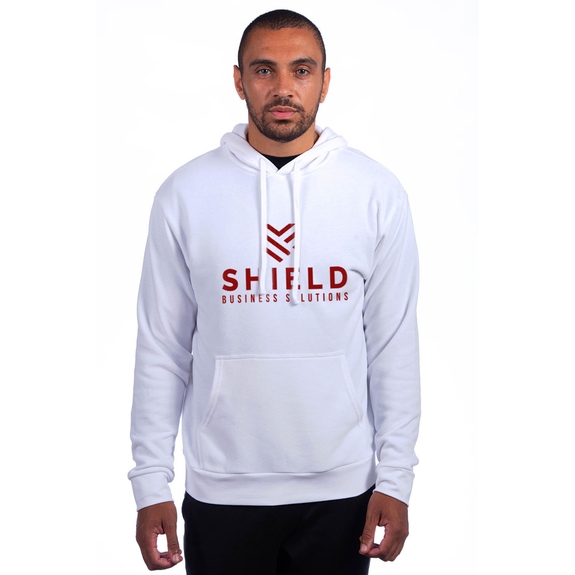 White Next Level Apparel Sueded French Terry Logo Pullover Sweatshirt