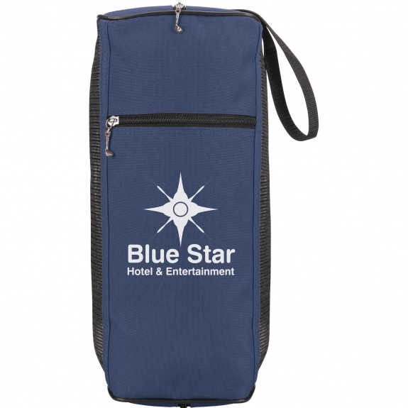 Navy Blue Imprintable Mesh Golf Promotional Shoe Bag