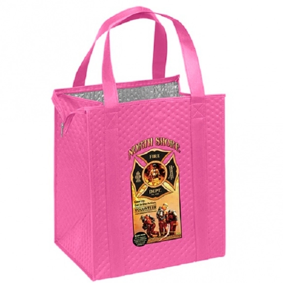 Pink Full Color Non-Woven Insulated Custom Tote Bag 