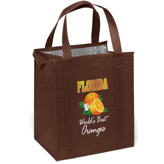 Brown Full Color Non-Woven Insulated Custom Tote Bag 