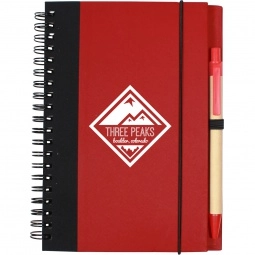 Red Custom Two Tone Recycled Notebook with Pen
