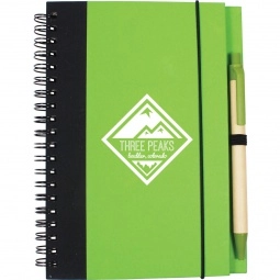 Lime Green Custom Two Tone Recycled Notebook with Pen