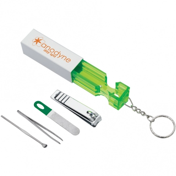 Green Manicure Pillar Logo Keychain