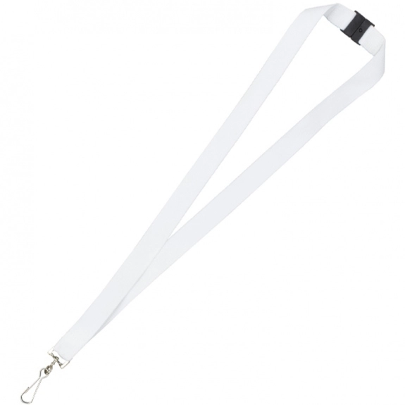 White Lanyard with Swivel Clip - Blank - .75"