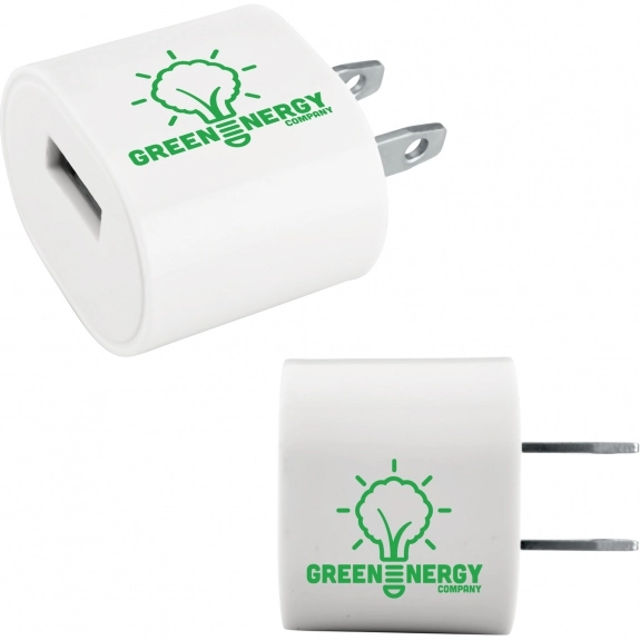 White - UL Listed A/C USB Promotional Wall Charger