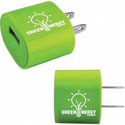 Lime - UL Listed A/C USB Promotional Wall Charger