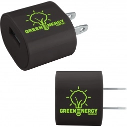 Black - UL Listed A/C USB Promotional Wall Charger