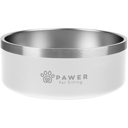 White - Stainless Steel Branded Pet Bowl - 40 oz.