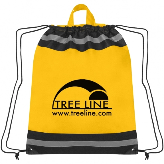 Yellow Non-Woven Reflective Sports Customized Backpacks - 17"w x 20"h